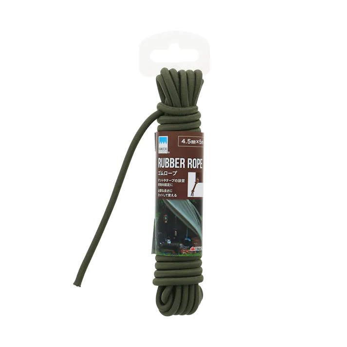 KANUCHI OUTDOOR KNC ゴムロープ 4.5mm×5m ODG 5個セット まとめ買い グリーン ショックコード パラコード 4907052876385-5【別送品】