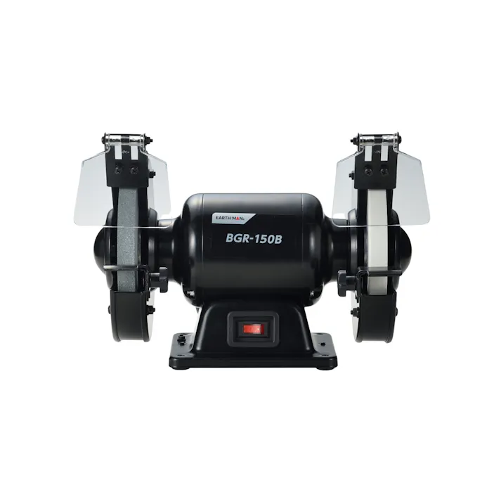 EARTH MAN ホームベンチグラインダー BGR-150B 金属 研磨 研削 バリ取り 農具 刃物研ぎ ステンレス 鉄工 砥石 飛散防止カバー付 1401418【別送品】