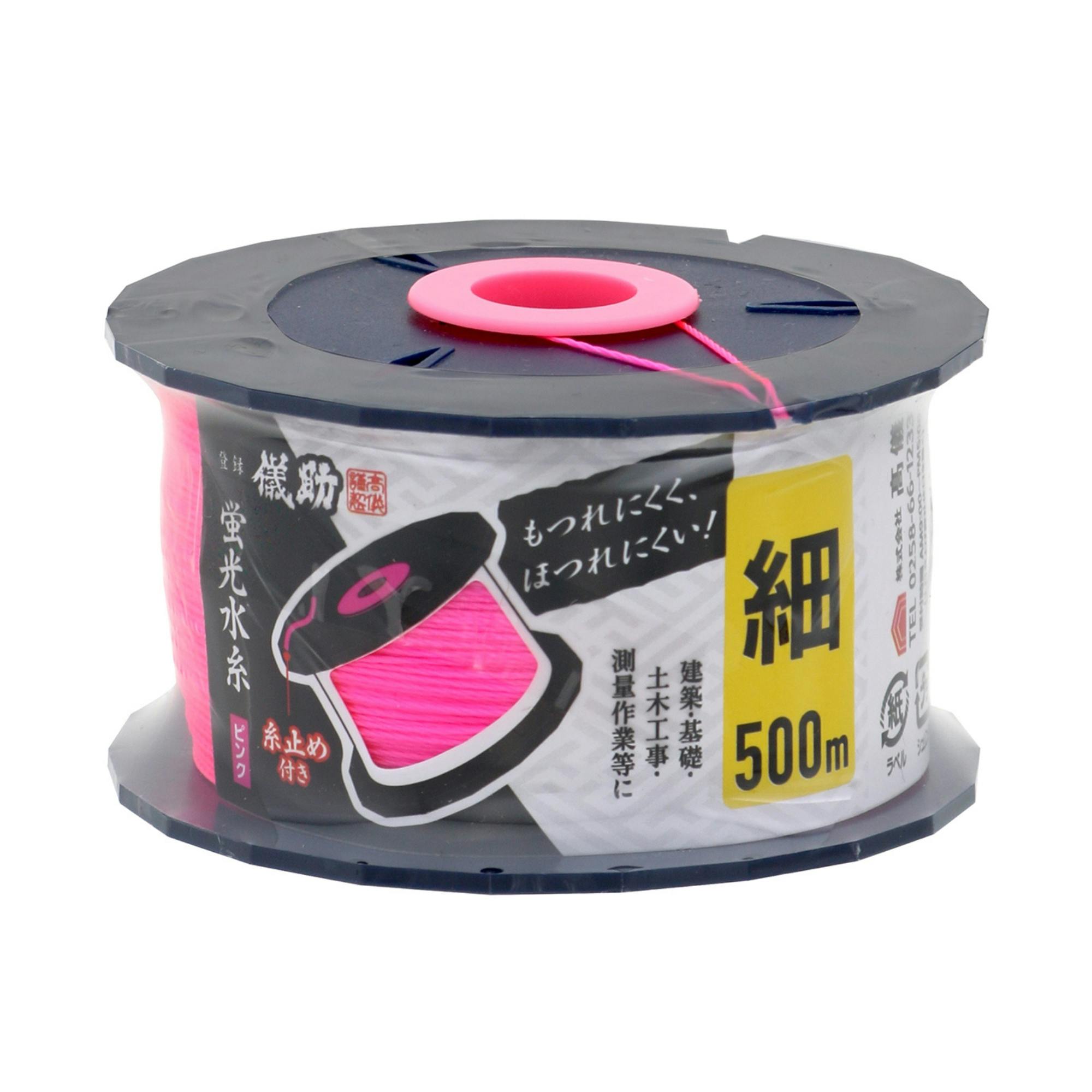 儀助 蛍光水糸 ピンク 細 500m 100個セット ナイロン糸 ほつれにくい 建築工事 基礎工事 土木工事 測量作業【別送品】