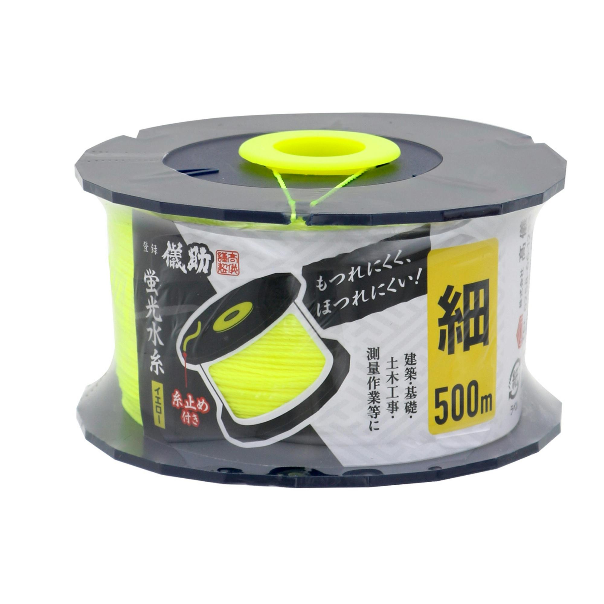 儀助 蛍光水糸 イエロー 細 500m 100個セット ナイロン糸 ほつれにくい