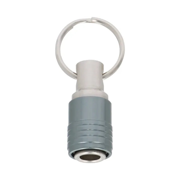 EARTH MAN ワンタッチビットホルダー1P ガンメタ 6.35mm 六角軸用 50個セット キーホルダー型 ワンタッチ装着 スチール製 持ち運び 携帯【別送品】