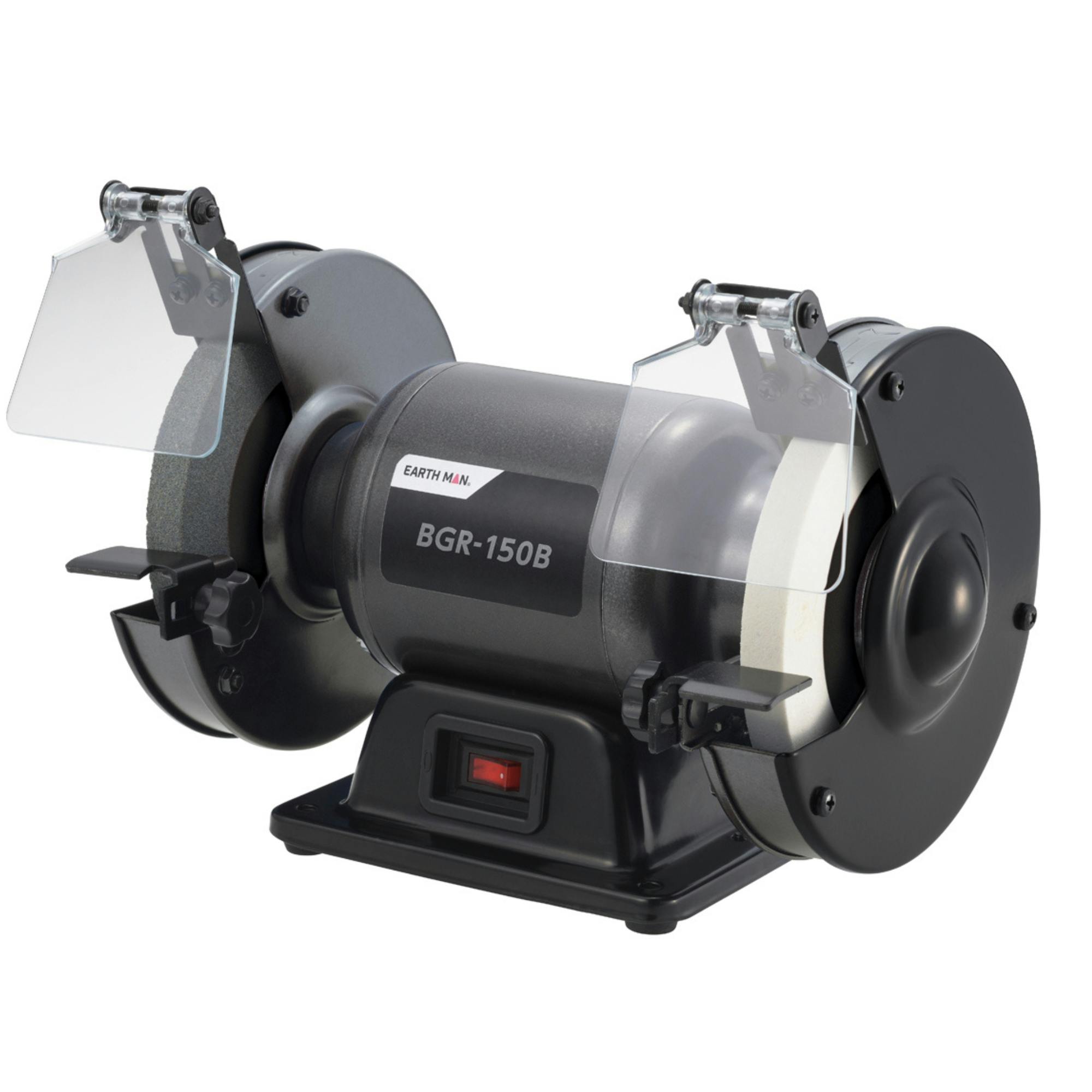 EARTH MAN ホームベンチグラインダー BGR-150B付 2個セット 金属 研磨 研削 バリ取り 農具 刃物研ぎ ステンレス 鉄工 砥石 飛散防止カバー【別送品】