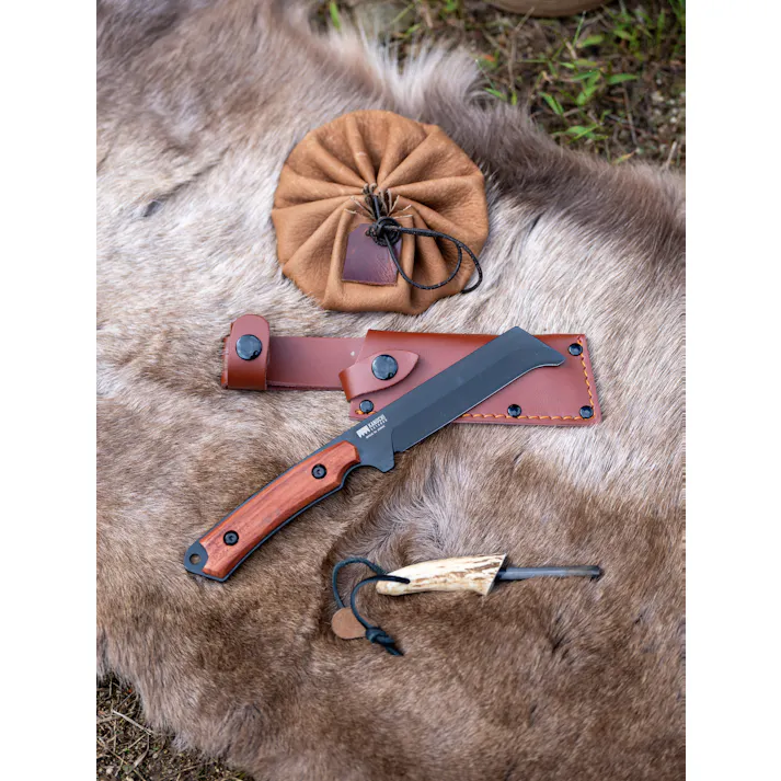 KANUCHI OUTDOOR フルタングナタ 牛革ケース付 10個セット 携帯 両刃 箸付 日本製 アウトドア キャンプ レジャー 薪割り バトニング【別送品】