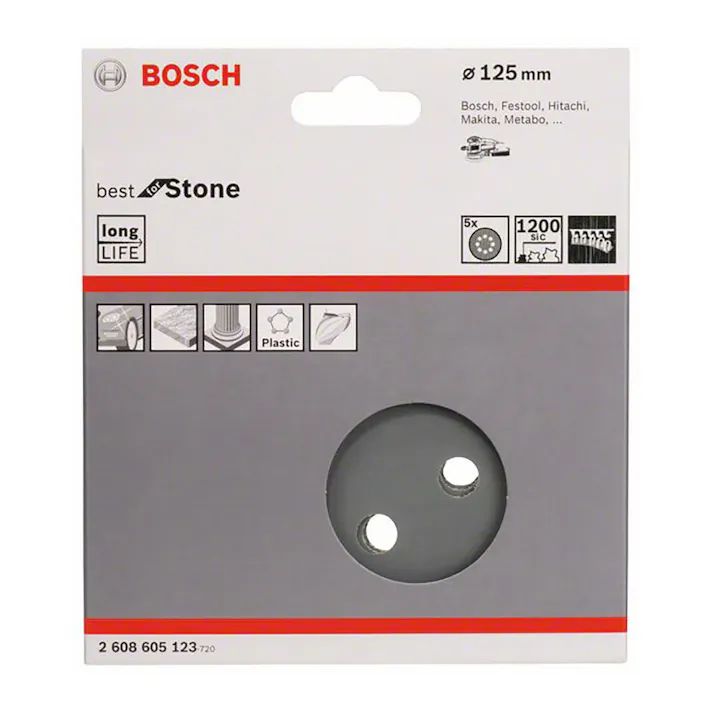 BOSCH ランダムアクションサンダーペーパー 125mm #1200B 2608605123 5枚入り