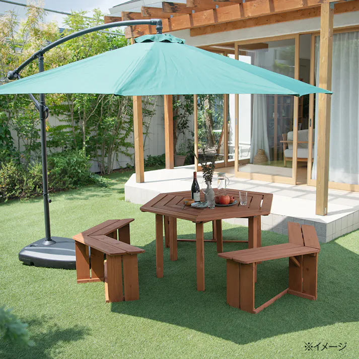 六角テーブルセット ブラウン【別送品】