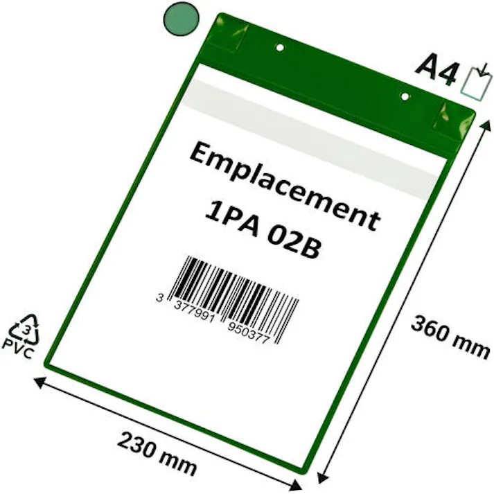 【CAINZ-DASH】tarifold社 PVCポケット(マグネットタイプ)A4縦型 グリーン 5枚入 170105【別送品】