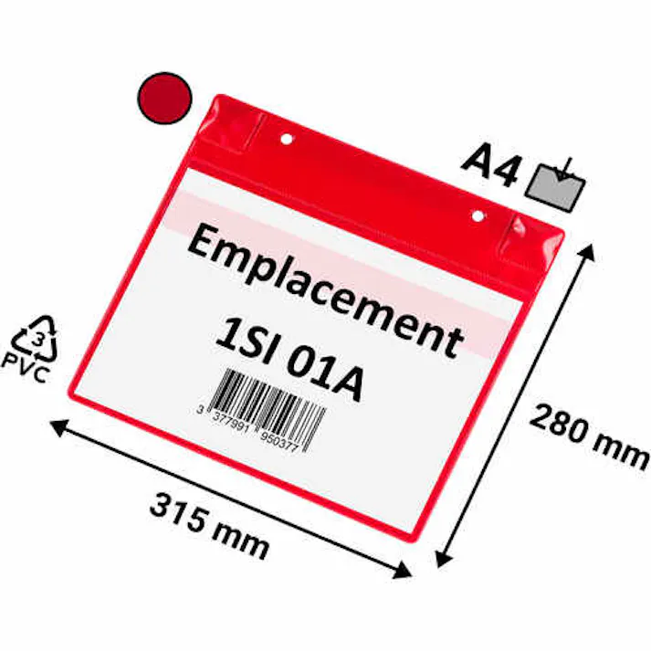 【CAINZ-DASH】tarifold社 PVCポケット(マグネットタイプ)A4横型 レッド 5枚入 170113【別送品】