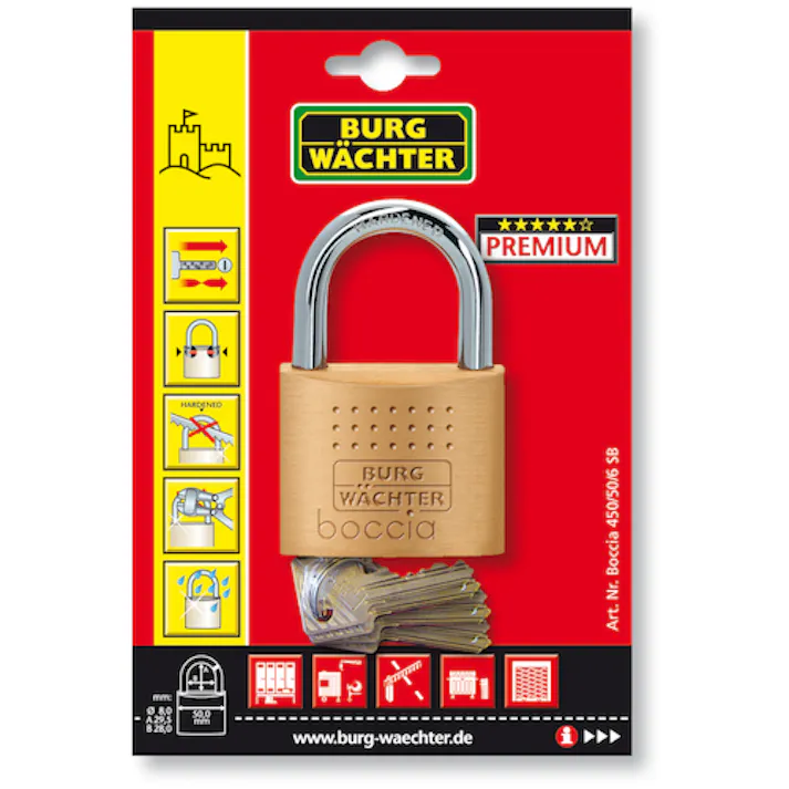 【CAINZ-DASH】BURG WAECHTER社 シリンダー南京錠 ボッシア 450/40/6SB ディンプルキー鍵6本 33711【別送品】