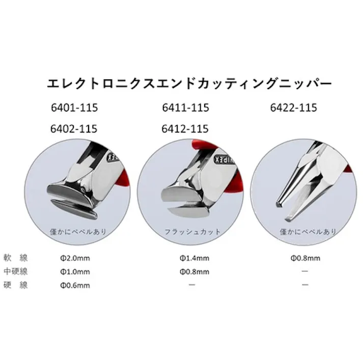 【CAINZ-DASH】KNIPEX社 エレクトロニクスエンドカッティングニッパー プラスチックハンドル 6401-115【別送品】