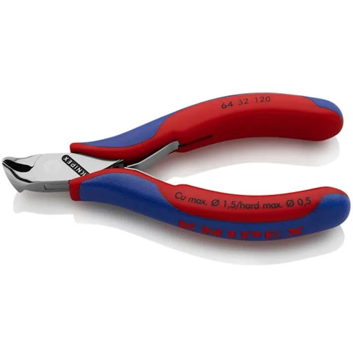 【CAINZ-DASH】KNIPEX社 エレクトロニクスエンドカッティングニッパー オブリケ(15°傾斜) コンフォートハンドル 6432-120【別送品】