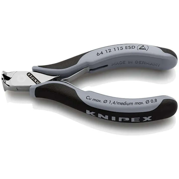 【CAINZ-DASH】KNIPEX社 エレクトロニクスエンドカッティングニッパー フラッシュカット ESDコンフォートハンドル(静電気防止) 6412-115ESD【別送品】