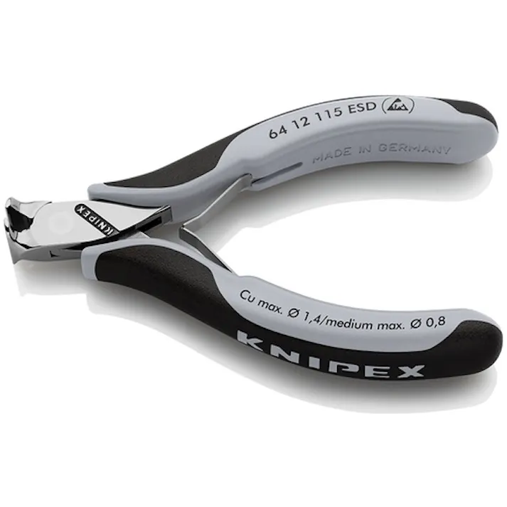 【CAINZ-DASH】KNIPEX社 エレクトロニクスエンドカッティングニッパー フラッシュカット ESDコンフォートハンドル(静電気防止) 6412-115ESD【別送品】