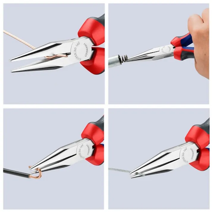 【CAINZ-DASH】KNIPEX社 ロングノーズプライヤー 半丸 プラスチックハンドル 190mm 3021-190【別送品】