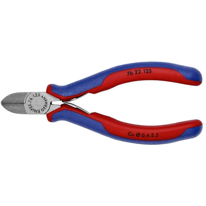 【CAINZ-DASH】KNIPEX社 エレクトロニクスニッパー コンフォートハンドル(開閉バネ付き) フラッシュカット 7622-125【別送品】