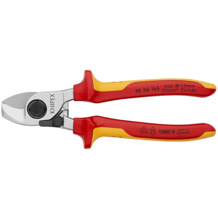 【CAINZ-DASH】KNIPEX社 絶縁ケーブルカッター 1000V絶縁ハンドル(バネ付き) 165mm 9526-165【別送品】