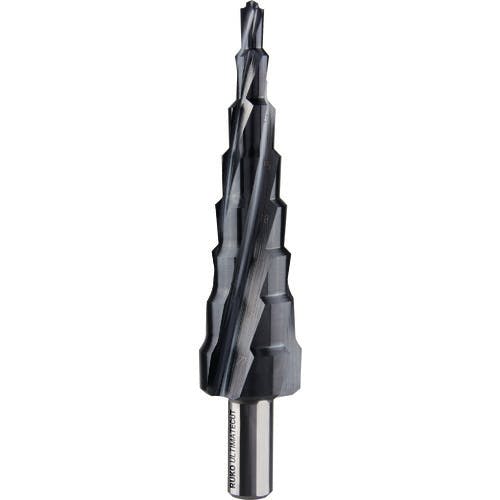 RUKO社 4枚刃スパイラルステップドリル 6-27mm ハイス ルナテックコーティング 101084P ステップドリル(ストレートシャンクタイプ) RUKO社 4枚刃スパイラルステップドリル 6-27mm ハイス ルナテックコーティング 101084P ステップドリル(ストレートシャンクタイプ)