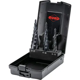 【CAINZ-DASH】RUKO社 4枚刃スパイラルステップドリル 3本セット ハイス ルナテックコーティング 101087PRO【別送品】