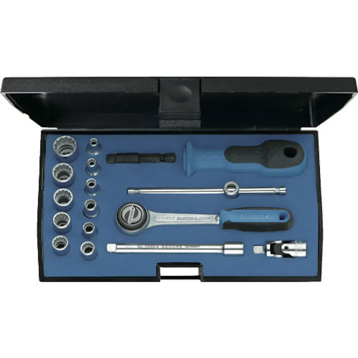 【CAINZ-DASH】ゲドレー社 ソケットレンチ17点セット 差込角6.35mm 12角タイプ 1815652【別送品】