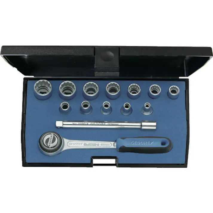 【CAINZ-DASH】ゲドレー社 ソケットレンチ14点セット 差込角6.35mm 12角タイプ 1815598【別送品】