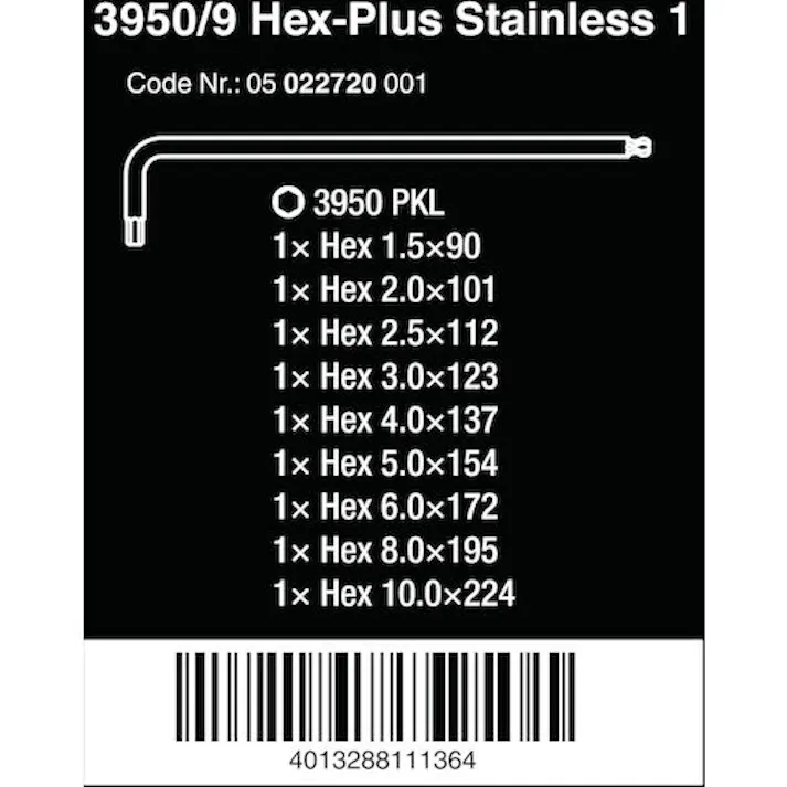 【CAINZ-DASH】Wera社 ステンレスヘックスキーセット 022720【別送品】