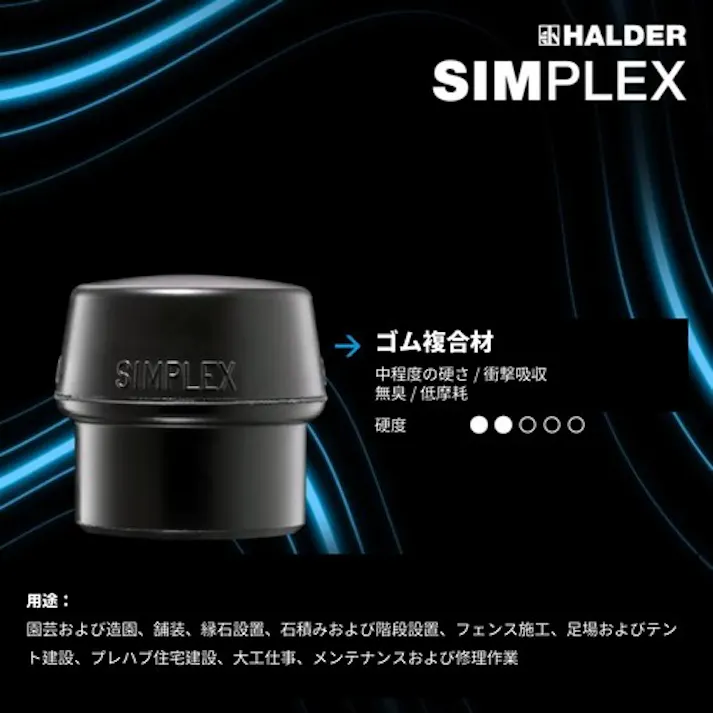 【CAINZ-DASH】ロームヘルド・ハルダー ハンマー用部品 SIMPLEX プラスチックハンマー用 交換用インサート 径(30)mm ゴム複合材(黒) 3202.030【別送品】