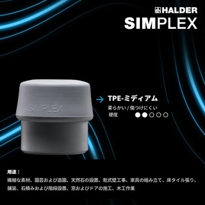 【CAINZ-DASH】ロームヘルド・ハルダー ハンマー用部品 SIMPLEX プラスチックハンマー用 交換用インサート 径(50)mm TPEミディアム(グレー) 3203.050【別送品】
