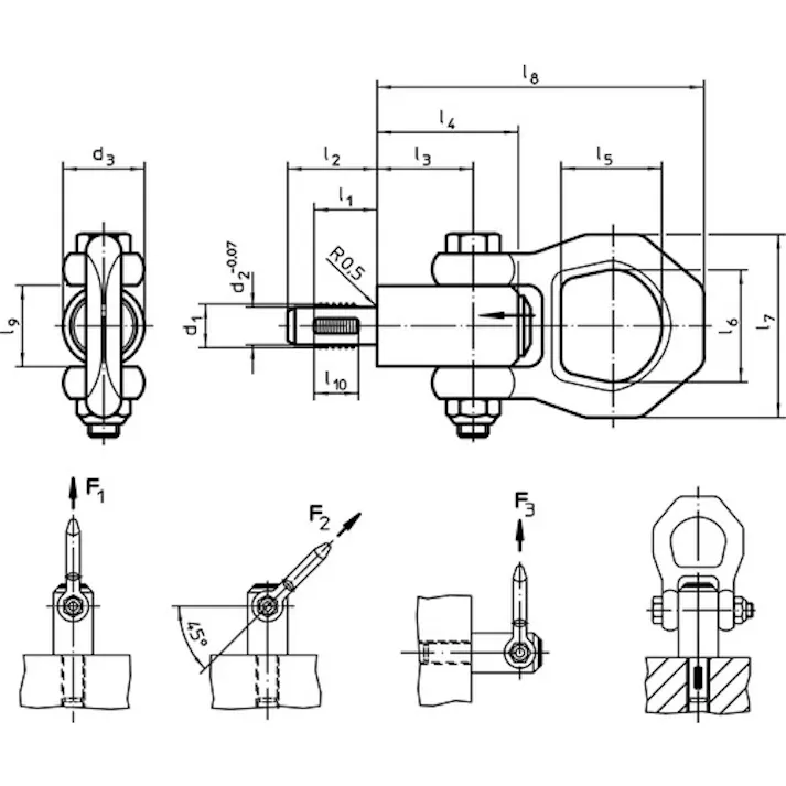 【CAINZ-DASH】ロームヘルド・ハルダー ネジ山クランプ式リフティング・ピン 熱処理鋼(0.4t) 22352.0010【別送品】