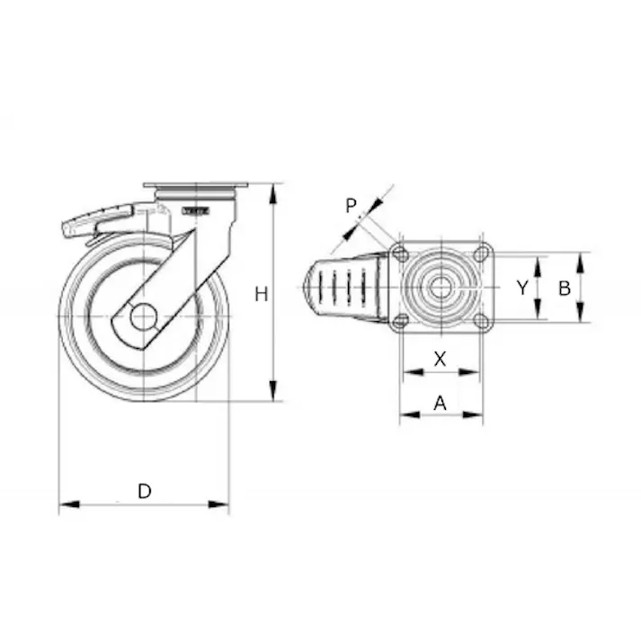 【CAINZ-DASH】テンテキャスター 樹脂キャスター”LEVINA”(エラストマー車) φ125 自在式(方向ロック付) 5371PJP125P50【別送品】