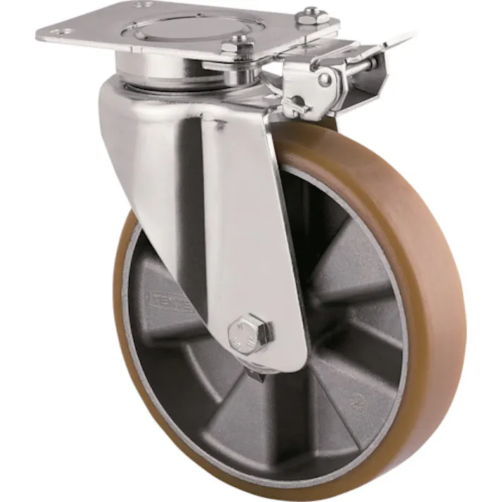 【CAINZ-DASH】テンテキャスター 重荷重用高性能旋回キャスター“DELTA”(ウレタン車輪) φ125 自在式(方向ロック付) 3641ITP125P63 CONVEX【別送品】