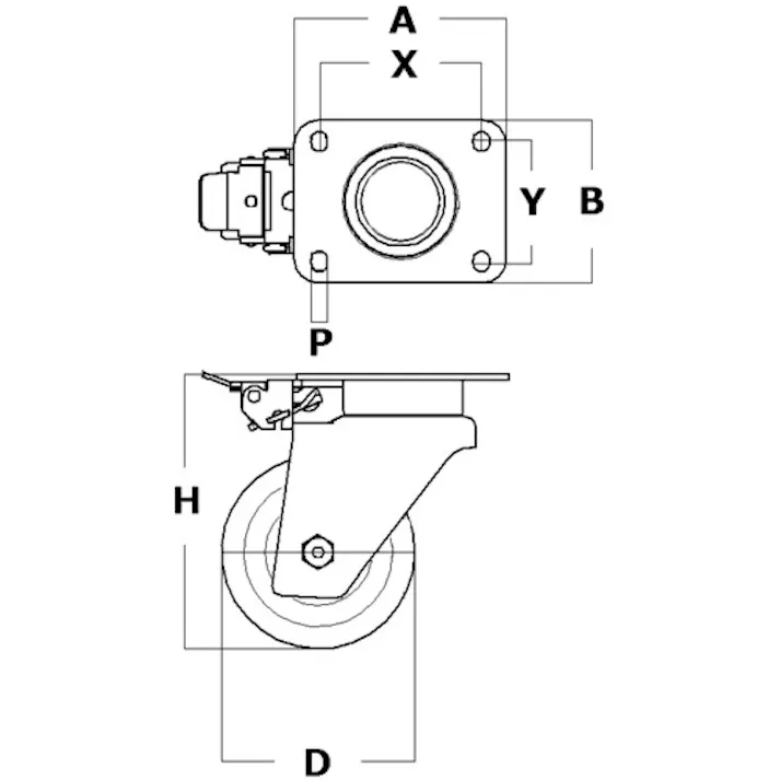 【CAINZ-DASH】テンテキャスター 重荷重用高性能旋回キャスター“DELTA”(ウレタン車輪) φ125 自在式(方向ロック付) 3641ITP125P63 CONVEX【別送品】