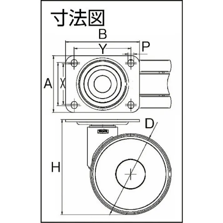 【CAINZ-DASH】テンテキャスター 高性能旋回双輪キャスター“LINEA”(ウレタン車輪) φ125 自在式 5940UAP125P63【別送品】