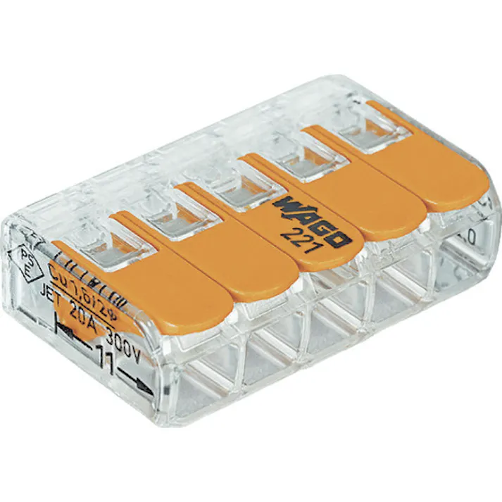 【CAINZ-DASH】ワゴジャパン WFR-5 より線・単線ワンタッチ接続可能コネクタ 5穴用(25個入) WFR-5【別送品】