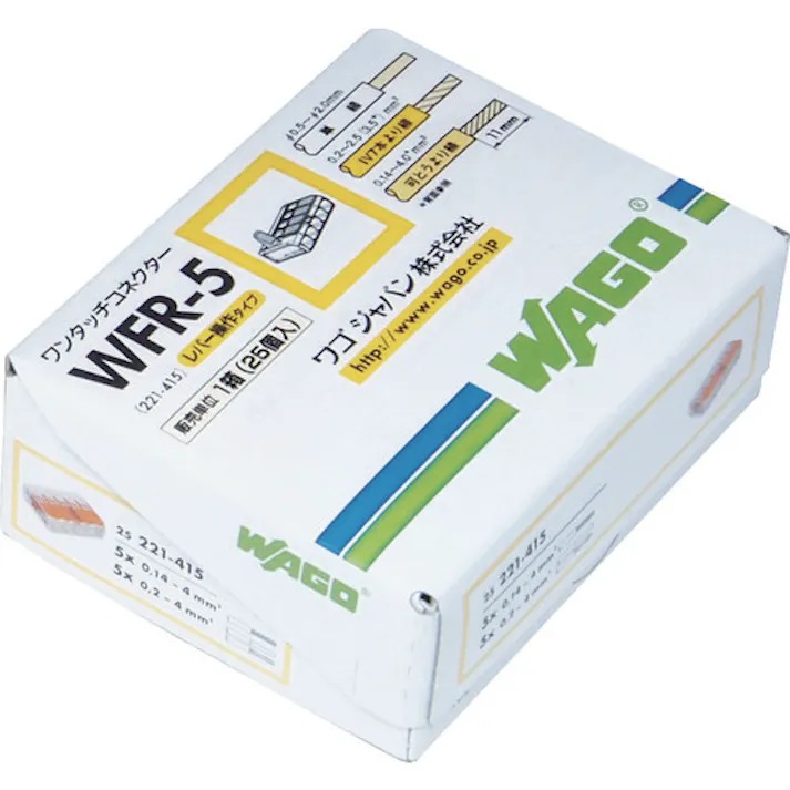【CAINZ-DASH】ワゴジャパン WFR-5 より線・単線ワンタッチ接続可能コネクタ 5穴用(25個入) WFR-5【別送品】