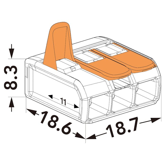 ワゴ ワンタッチコネクター 3極用 WFR-3BP 8個入