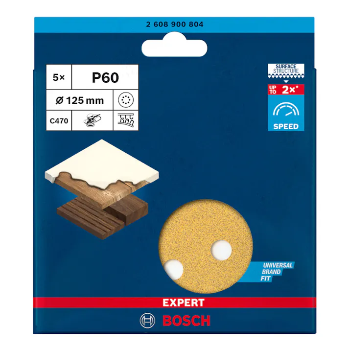 BOSCH ランダムアクションサンダーペーパー C470 125mm #60 2608900804 5枚入