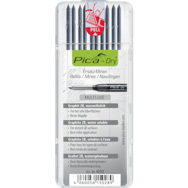 【CAINZ-DASH】Ｐｉｃａ　Ｍａｒｋｅｒ社 建築用シャープペンシル用替芯　１０本入り　黒２Ｂ【別送品】