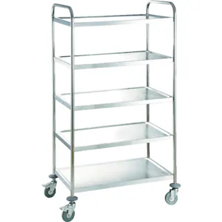 【CAINZ-DASH】SIMONEVERS社 SUS403 ステンレス製ワゴン 100ゴムキャスター 5段 ESW-500【別送品】