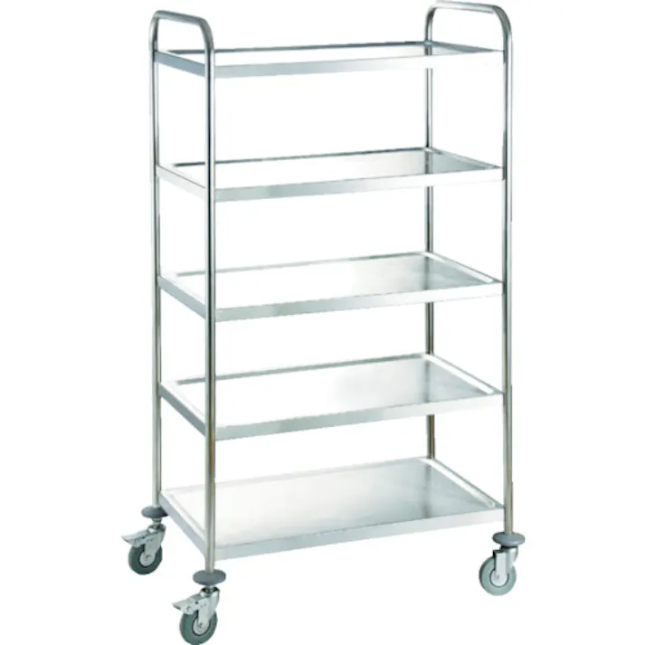 【CAINZ-DASH】SIMONEVERS社 SUS403 ステンレス製ワゴン 100ゴムキャスター 5段 ESW-500【別送品】