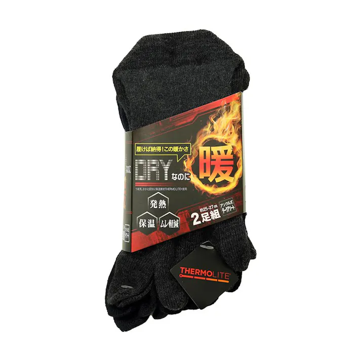 サーモライト発熱ソックス 暖 5本指 アンクル丈 ダークアソート 25.0-27.0cm 2足組