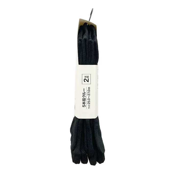 インパクトロック 5本指 クルー丈 ブラック 2足組 25-27cm