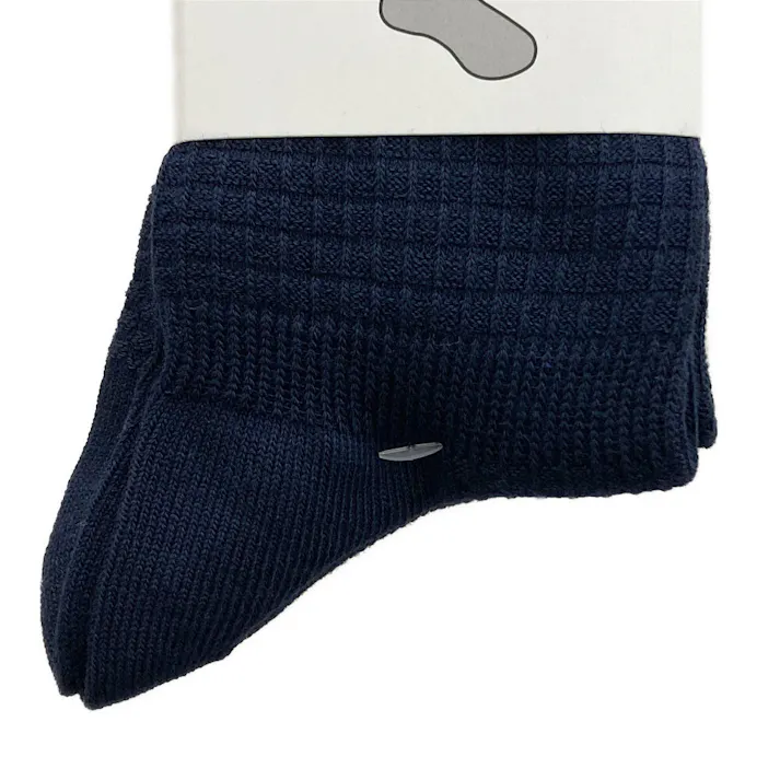 ビジカジソックスワッフル 先丸 ネイビー 3足組 25-27cm