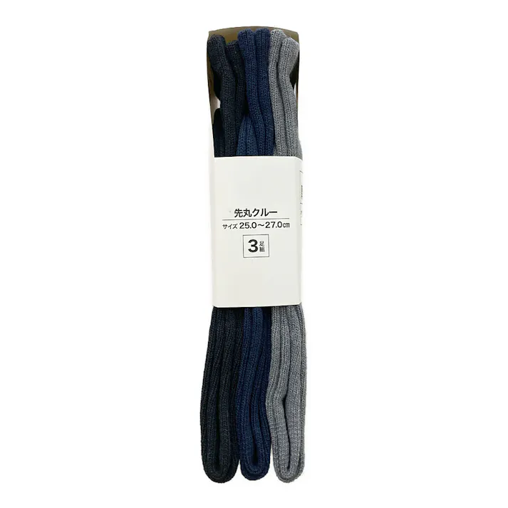 インパクトロック タフネスソックス 先丸 クルー丈 アソート 3足組 25-27cm