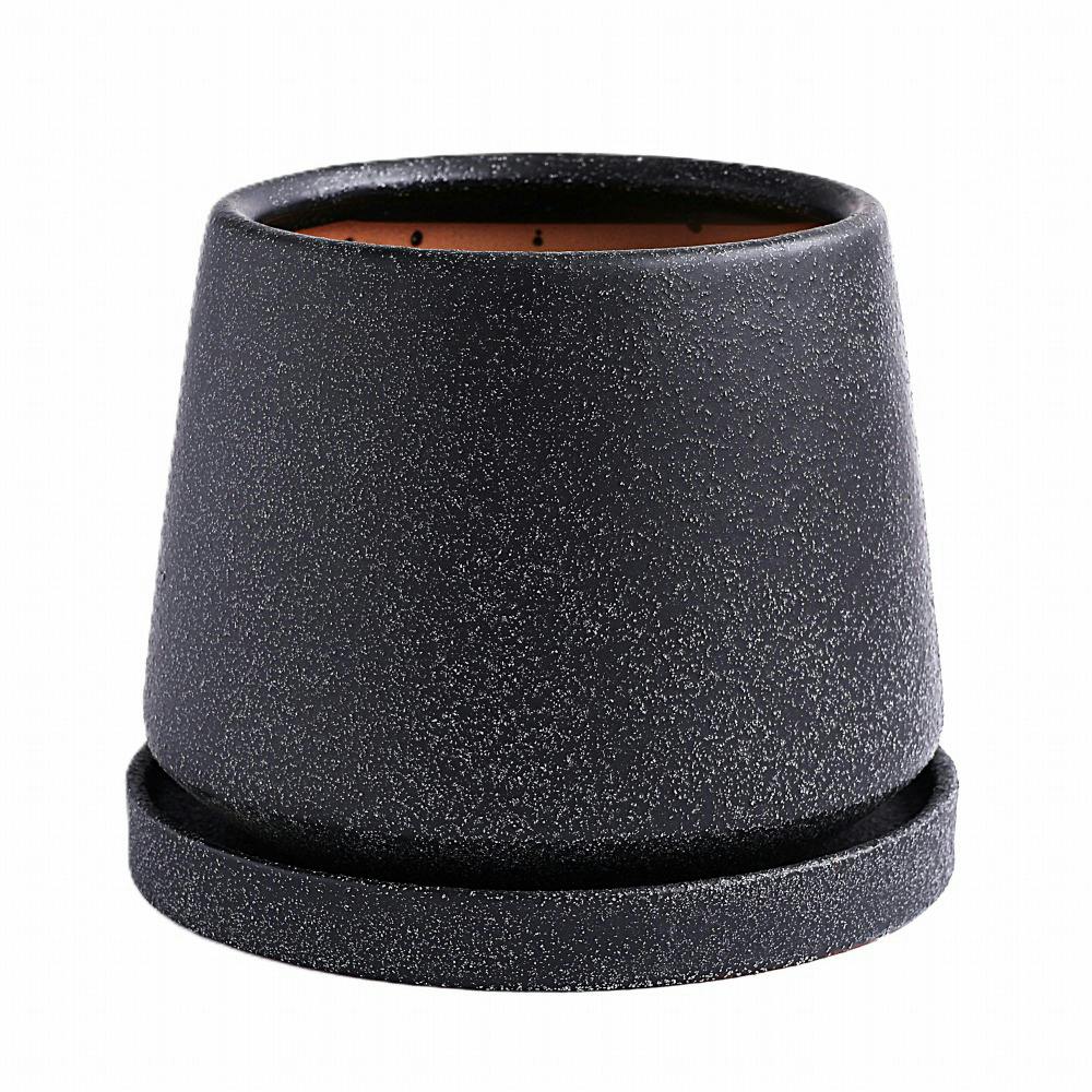 皿付鉢 フラン ブラック | 鉢・プランター・花台・温室 通販