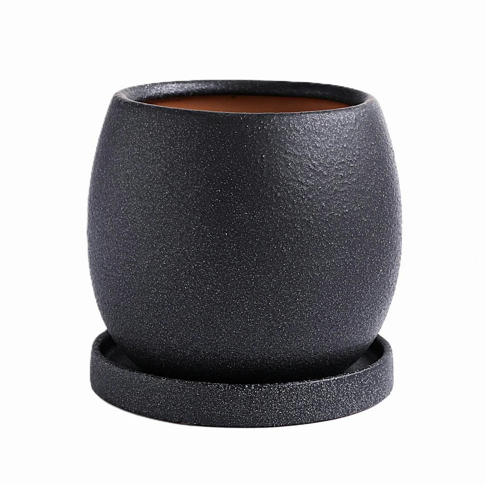皿付鉢 ファス ブラック | 鉢・プランター・花台・温室 通販