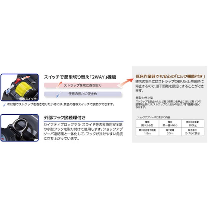 【CAINZ-DASH】サンコー ＲＥＥＬＯＣＫ　Ｓ２ＮＥＯライト　ロック装置付巻取器式胴ベルト　ブラック　ワンタッチバックル OT-SLN505-BL【別送品】