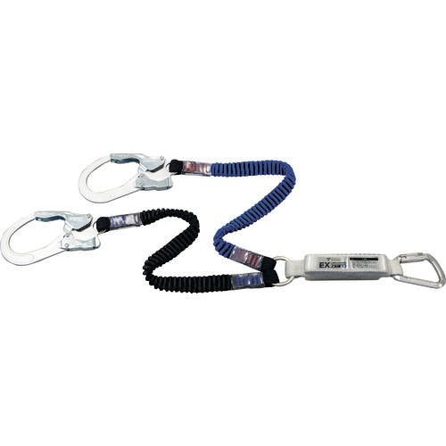 サンコー EX-zero 伸縮ストラップ式 TYPE-1 ランヤードブラック/ブルー (ダブル)130kg HL-ZCW-130 ランヤード(ハーネス用) サンコー EX-zero 伸縮ストラップ式 TYPE-1 ランヤードブラック/ブルー (ダブル)130kg HL-ZCW-130 ランヤード(ハーネス用)