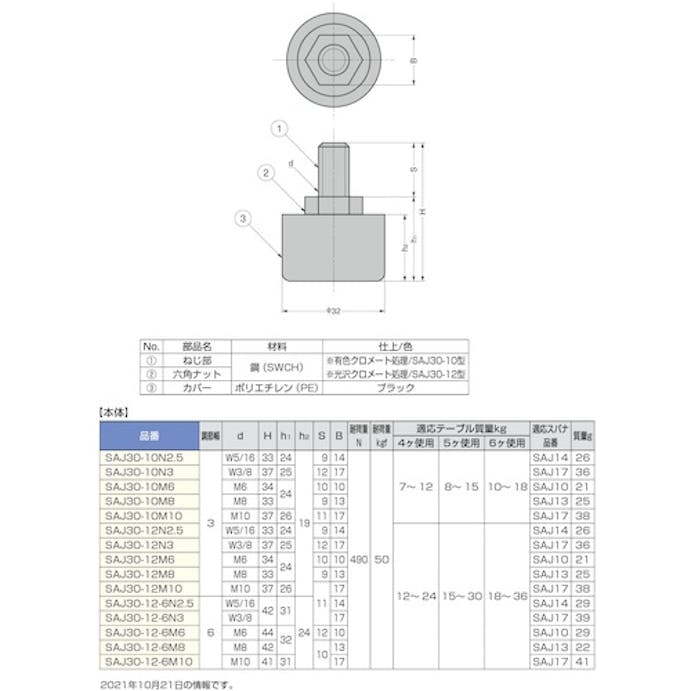 【CAINZ-DASH】スガツネ工業 （２００１４９３０６）ＳＡＪ３０－１０Ｍ８自動調節機能付　アジャスター SAJ30-10M8【別送品】