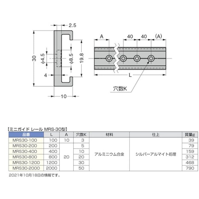 【CAINZ-DASH】スガツネ工業 （１９０１１２８６４）ＭＲＳ３０－２０００ミニガイドレール MRS30-2000【別送品】