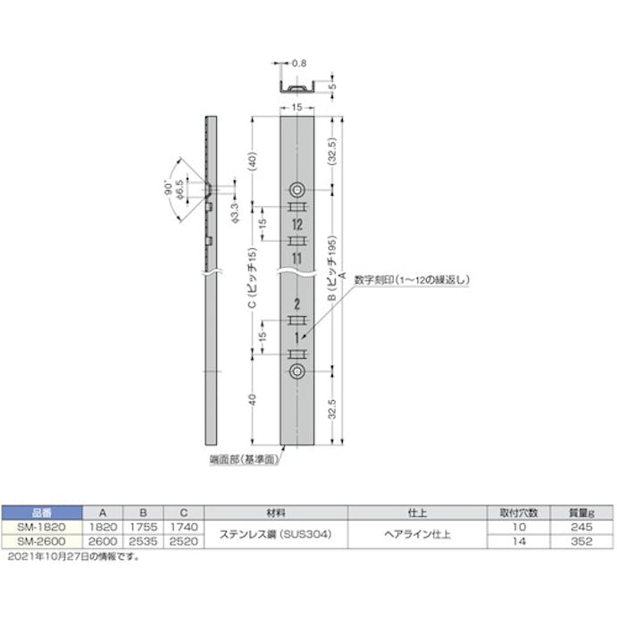 【CAINZ-DASH】スガツネ工業 （１２００３０６７５）ＳＭ－１８２０ステンレス鋼製棚柱 SM-1820【別送品】