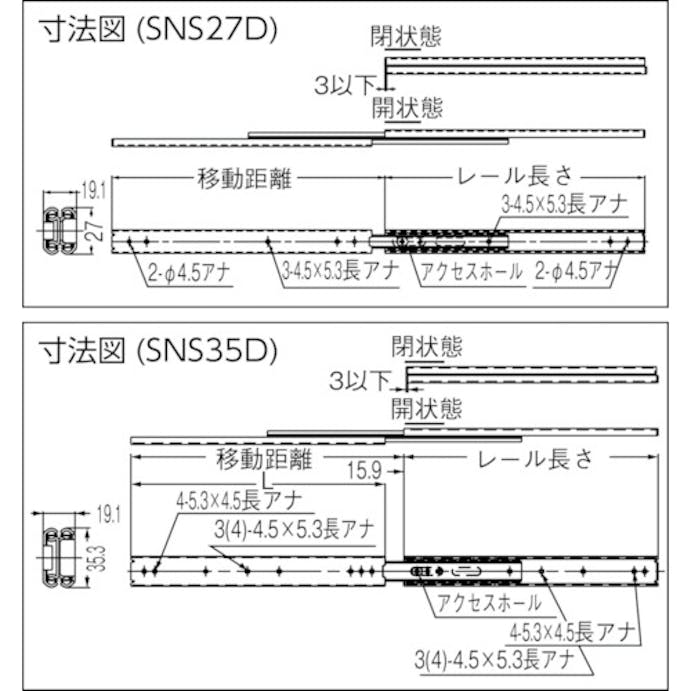 【CAINZ-DASH】スガツネ工業 （１９０１１０１８７）ＳＮＳ２７Ｄ－３５オールステンレス鋼製スライドレール SNS27D-35【別送品】